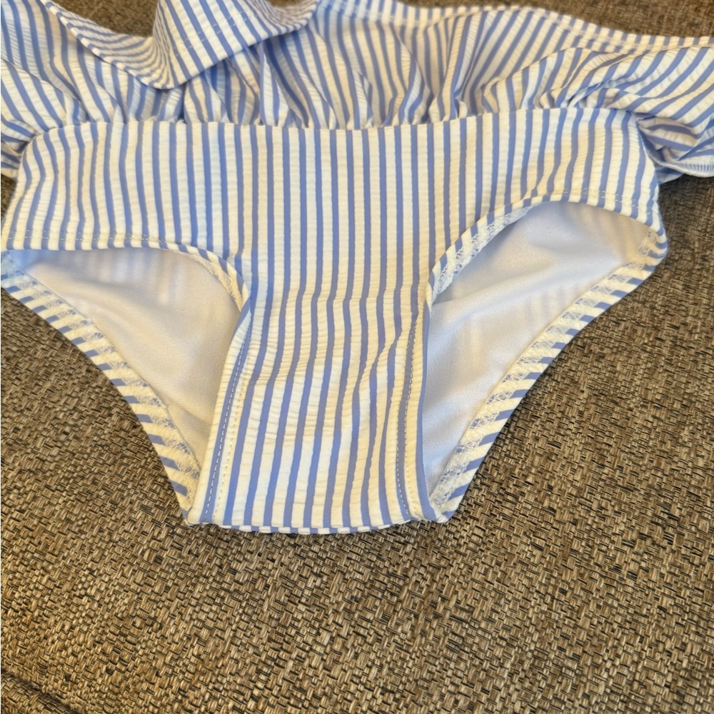 ❣️🆕Ruffle Butts Skirt Swimsuit Bottom Blue & White Seersucker Preppy Swimwear❣️ - Picture 3 of 7